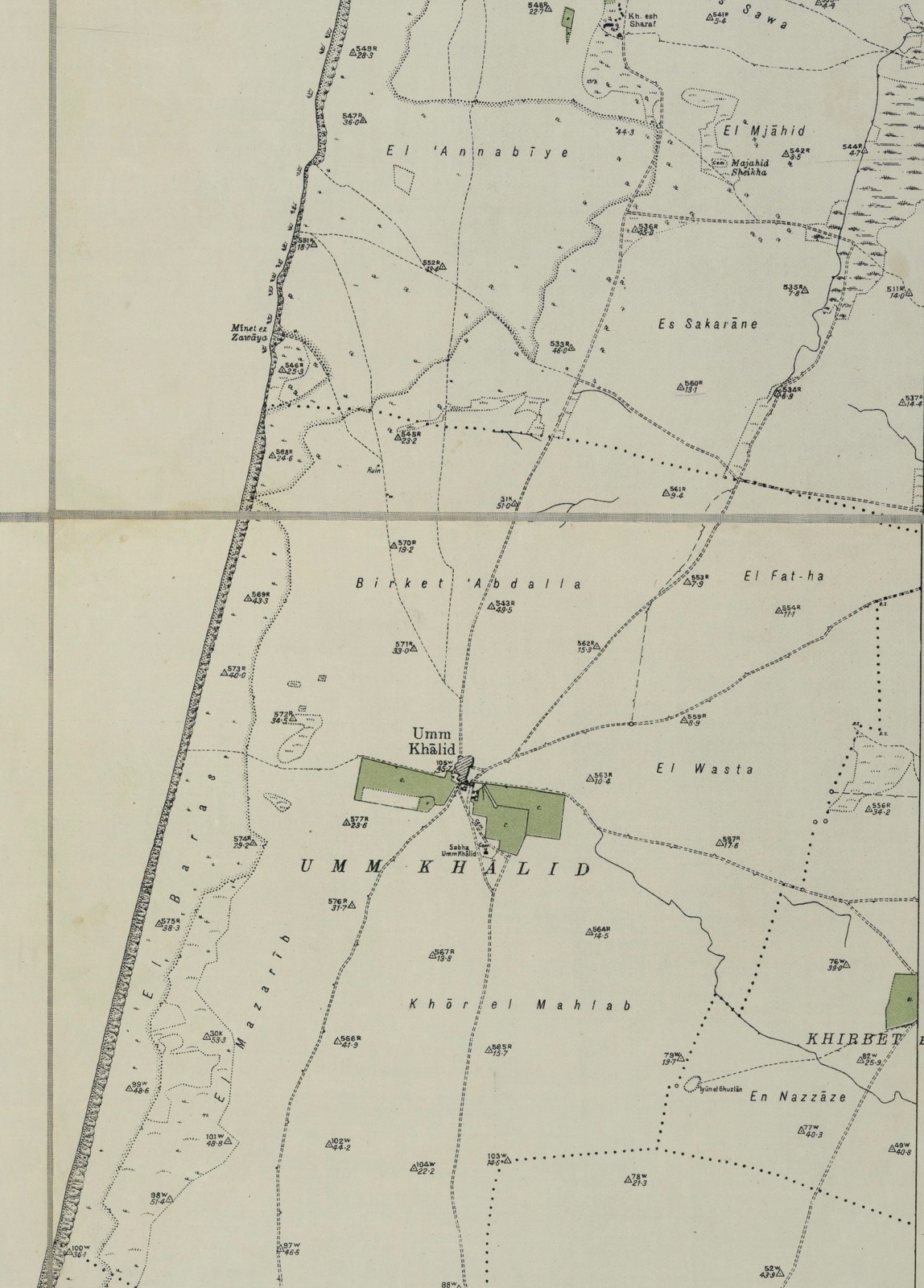מפת הסקר הבריטית של אזור אום-ח'אלד, 1929